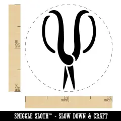 Floral Cutting Scissors Self-Inking Rubber Stamp Ink Stamper for Stamping Crafting Planners Pink