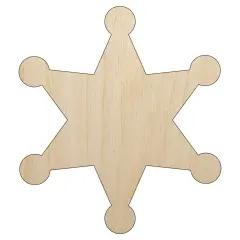 Sheriff Policeman Badge Unfinished Wood Shape Piece Cutout for DIY Craft Projects