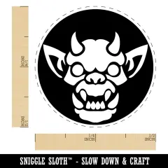 Horned Gargoyle Head Self-Inking Rubber Stamp for Stamping Crafting Planners Brown