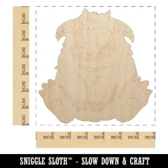 Chibi Sitting Yeti Abominable Snowman Unfinished Wood Shape Piece Cutout for DIY Craft Projects