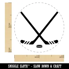 Crossed Hockey Sticks with Puck Self-Inking Rubber Stamp Ink Stamper for Stamping Crafting Planners Brown
