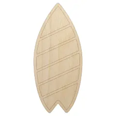 Striped Surfboard Unfinished Wood Shape Piece Cutout for DIY Craft Projects