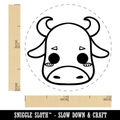 Charming Kawaii Chibi Bull Face Blushing Cheeks Self-Inking Rubber Stamp for Stamping Crafting Planners Pink