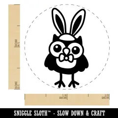 Easter Owl with Bunny Ears Self-Inking Rubber Stamp for Stamping Crafting Planners Blue