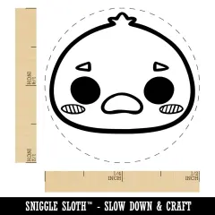 Charming Kawaii Chibi Duck Goose Face Blushing Cheeks Farm Eggs Self-Inking Rubber Stamp for Stamping Crafting Planners Lime Green