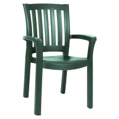 Luxury Commercial Living 35.5" Green Resin Solid Stackable Weather Resistant Dining Arm Chair