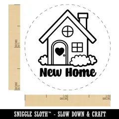 Sweet Adorable New Home Self-Inking Rubber Stamp for Stamping Crafting Planners Sky Blue
