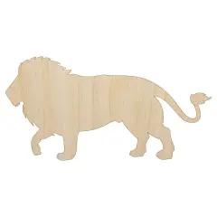 Lion Solid Unfinished Wood Shape Piece Cutout for DIY Craft Projects