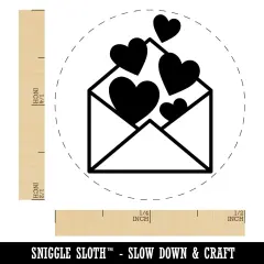 Envelope Full of Hearts Love Valentine's Day Self-Inking Rubber Stamp for Stamping Crafting Planners Purple