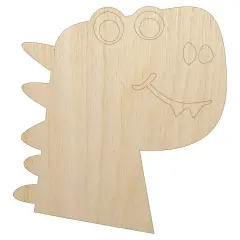 Silly Dinosaur Head Doodle Unfinished Wood Shape Piece Cutout for DIY Craft Projects
