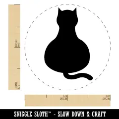 Cat Sitting Back Solid Self-Inking Rubber Stamp for Stamping Crafting Planners Brown