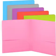 Enday Plastic Solid Color 2-Pockets Poly Portfolio Pink