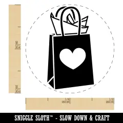 Gift Bag Heart Present Self-Inking Rubber Stamp for Stamping Crafting Planners Yellow