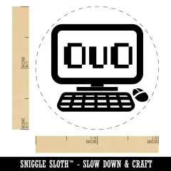 Happy Kawaii Computer Face Emoticon Self-Inking Rubber Stamp for Stamping Crafting Planners Pink