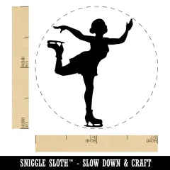 Ice Figure Skating Skater Woman on One Foot Pose Self-Inking Rubber Stamp Ink Stamper for Stamping Crafting Planners Purple