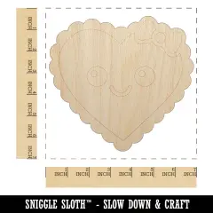 Cute Kawaii Heart with Bow Unfinished Wood Shape Piece Cutout for DIY Craft Projects