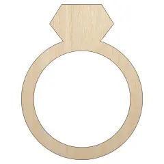 Diamond Ring Wedding Engagement Silhouette Unfinished Wood Shape Piece Cutout for DIY Craft Projects