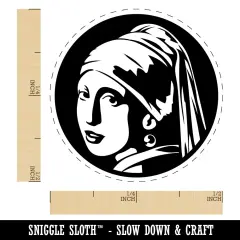 Girl with a Pearl Earring Painting by Johannes Vermeer Self-Inking Rubber Stamp for Stamping Crafting Planners Brown