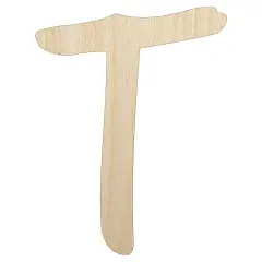 Letter T Uppercase Felt Marker Font Unfinished Wood Shape Piece Cutout for DIY Craft Projects