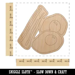 Bacon and Eggs Breakfast Unfinished Wood Shape Piece Cutout for DIY Craft Projects