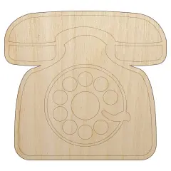 Rotary Dial Phone Unfinished Wood Shape Piece Cutout for DIY Craft Projects
