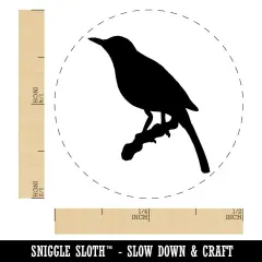 Bird on Branch Solid Self-Inking Rubber Stamp for Stamping Crafting Planners Fuchsia