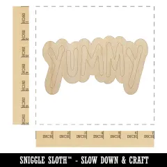 Yummy Fun Text Unfinished Wood Shape Piece Cutout for DIY Craft Projects