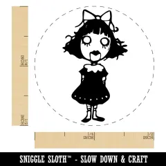 Creepy Spooky Horror Girl Doll Puppet Self-Inking Rubber Stamp for Stamping Crafting Planners Red