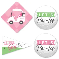 Big Dot of Happiness Golf Girl - DIY Shaped Pink Birthday Party or Baby Shower Cut-Outs - 24 Count
