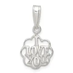 Sterling Silver I Love You Charm Pendant Jewelry 23mm x 12mm