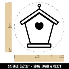 Sweet Birdhouse with Heart Self-Inking Rubber Stamp for Stamping Crafting Planners Blue