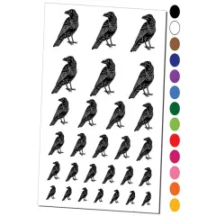 Elegant Black Raven Temporary Tattoo Water Resistant Fake Body Art Set Collection White
