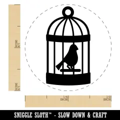 Bird Cage with Bird Self-Inking Rubber Stamp for Stamping Crafting Planners Purple