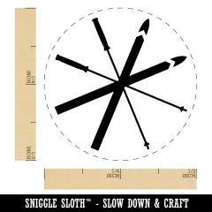 Skis and Poles Skiing Equipment and Gear Self-Inking Rubber Stamp Ink Stamper for Stamping Crafting Planners Sky Blue