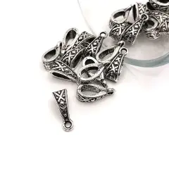 4, 20 or 50 Pieces: Antique Silver X Design Bails