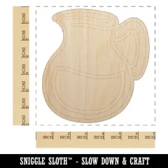 Glass Pitcher with Water Lemonade Unfinished Wood Shape Piece Cutout for DIY Craft Projects