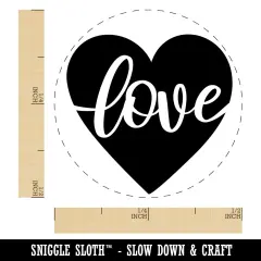 Love Script in Heart Self-Inking Rubber Stamp for Stamping Crafting Planners Green