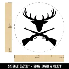 Crossed Hunting Rifles with Deer Head Antlers Self-Inking Rubber Stamp Ink Stamper for Stamping Crafting Planners Blue
