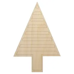 Striped Pine Woodland Tree Unfinished Wood Shape Piece Cutout for DIY Craft Projects