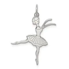 Sterling Silver Ballerina Charm Pendant Ballet Jewelry 27mm x 24mm