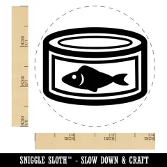 Can of Tuna Fish Self-Inking Rubber Stamp for Stamping Crafting Planners Blue