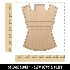 Chess Piece White Rook Unfinished Wood Shape Piece Cutout for DIY Craft Projects