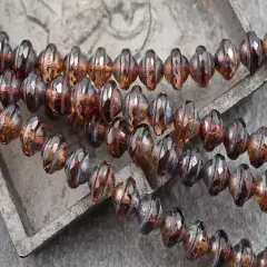 *15* 8x10mm Fuchsia Crystal Picasso Saturn Beads