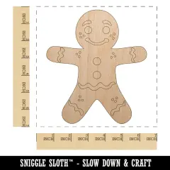 Christmas Gingerbread Man Unfinished Wood Shape Piece Cutout for DIY Craft Projects