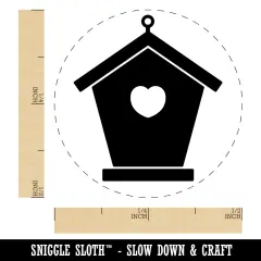 Birdhouse Silhouette with Heart Self-Inking Rubber Stamp for Stamping Crafting Planners Sky Blue