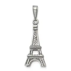 Sterling Silver Eiffel Tower Pendant Charm Paris France Jewerly 29mm x 11mm