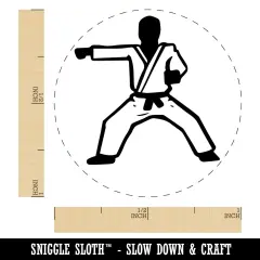 Kung Fu Martial Arts Rider Stance Karate Gi Self-Inking Rubber Stamp for Stamping Crafting Planners Blue