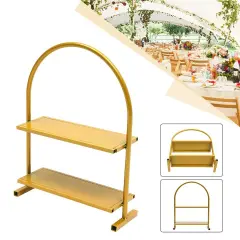 2-Tier Wedding Cupcake Stand Dessert Cake Display Plate Party Pastry Rack Gold