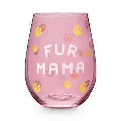 Fur Mama 20 oz Stemless Wine Glass Blush