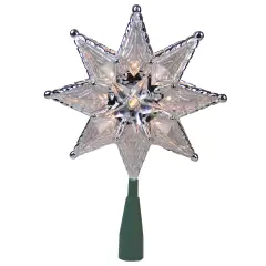 Northlight 8" Lighted Silver and Clear Mosaic Star Christmas Tree Topper - Clear Lights